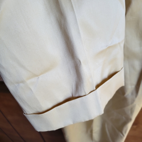 Vintage 80s Rebecca Moses pleated Front, cuffed trouser pants.Gold sheen, sz 14 - Picture 3 of 7